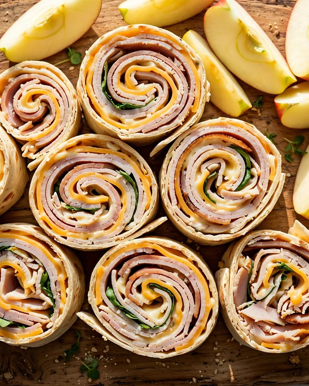 Turkey Swiss Wrap with an Apple