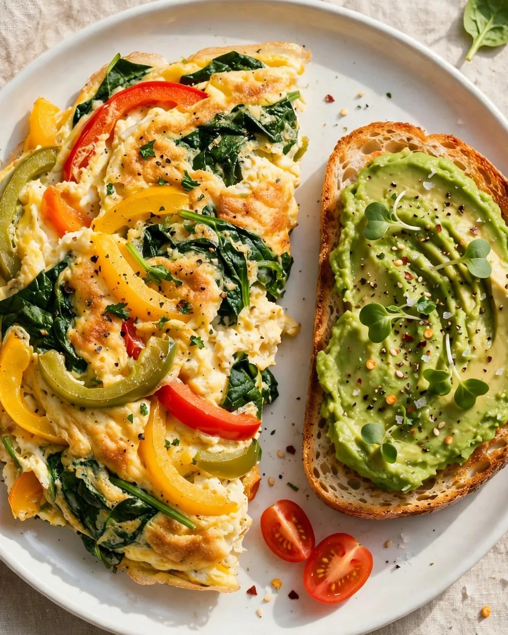 Veggie Omelet with Avocado Toast